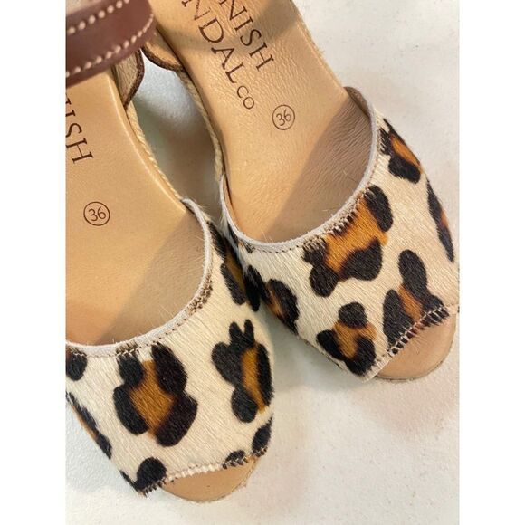 The Spanish Sandal Co Leopard Print Espadrille Wedges size 36 US 5.5 - Picture 7 of 8